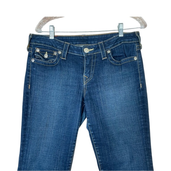True Religion Jeans Woman 30 Becky Blue Mid Rise Bootcut Flap Pocket Made USA - Picture 3 of 14